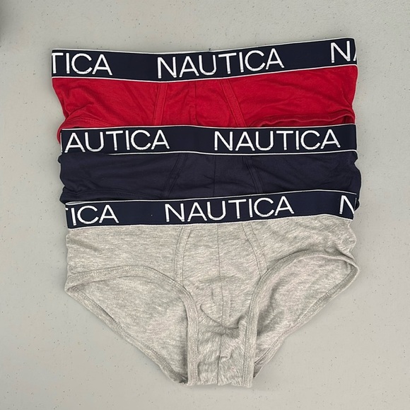 Nautica Men's Briefs Trio - Red, Navy, Gray - Picture 1 of 3